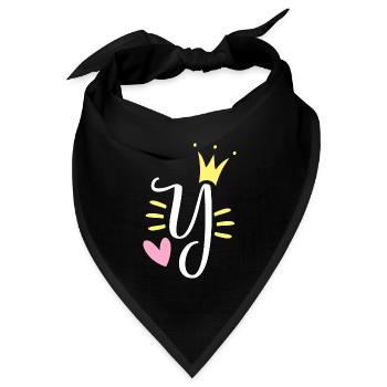 Buchstabe Y Anfangsbuchstabe Krone - Bandana Dreieckstuch - Schwarz - Vorne