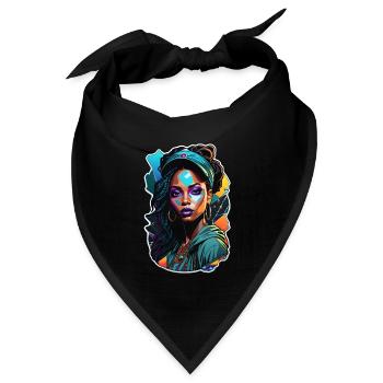 Afro Frau - Schönheit - Bandana Dreieckstuch - Schwarz - Vorne