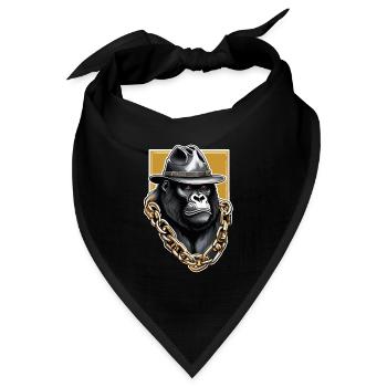 Gorilla mit Goldkette - Bandana Dreieckstuch - Schwarz - Vorne