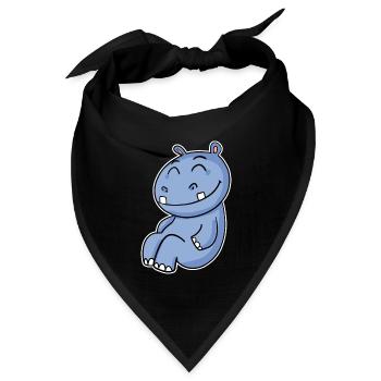 Nilpferd Flusspferd - Bandana Dreieckstuch - Schwarz - Vorne