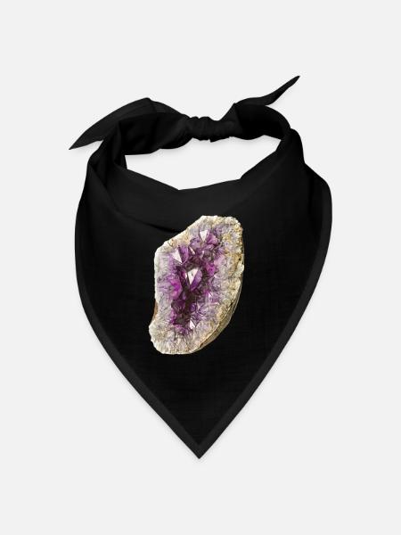 Amethyst Druse Zeichnung - Bandana Dreieckstuch - Schwarz