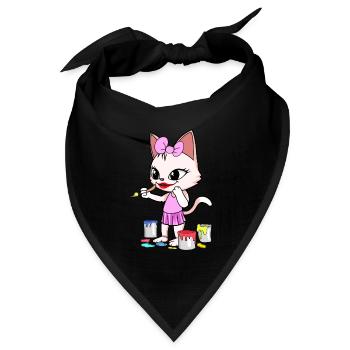 Katze Künstler Künstlerin malen Kunst Katzen - Bandana Dreieckstuch - Schwarz - Vorne