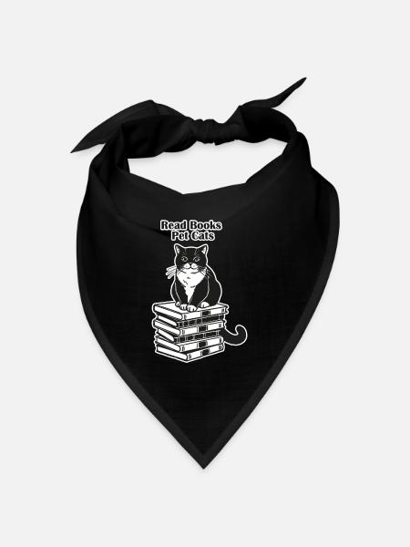 Katze sitzt auf Büchern - Bücher lesen, Hauskatzen Design - Bandana Dreieckstuch - Schwarz