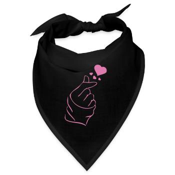 Finger heart k-pop K-drama 2 farben - Bandana Dreieckstuch - Schwarz - Vorne