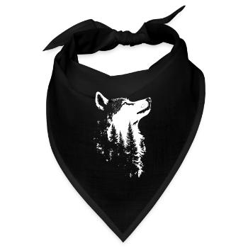 Nordischer Wolf Wald Silhouette - Bandana Dreieckstuch - Schwarz - Vorne