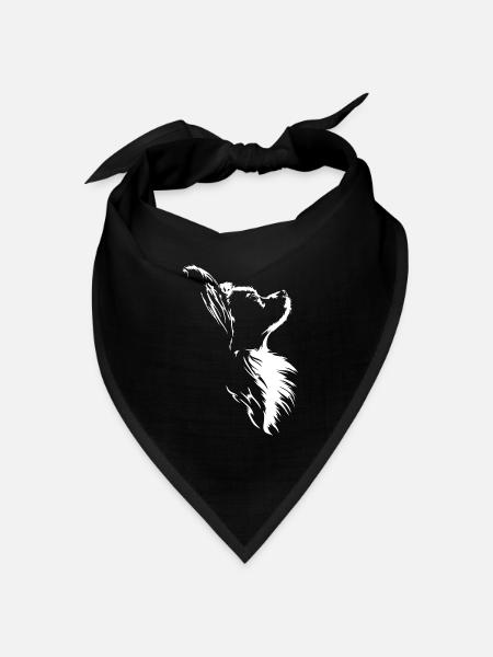Papillon Silhouette Hunde Portrait Wilsigns - Bandana Dreieckstuch - Schwarz