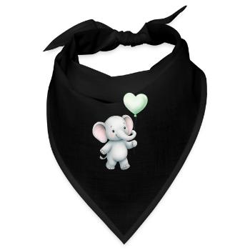 Elefant mit Herzballon - Bandana Dreieckstuch - Schwarz - Vorne