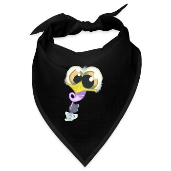 Weltraumstraußen - Bandana Dreieckstuch - Schwarz - Vorne