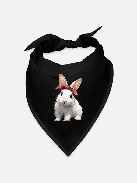 Hase Kaninchen Schleife - Bandana Dreieckstuch - Schwarz