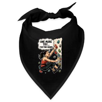 Bouldern Frau Überhang – One More Try Comic - Bandana Dreieckstuch - Schwarz - Vorne