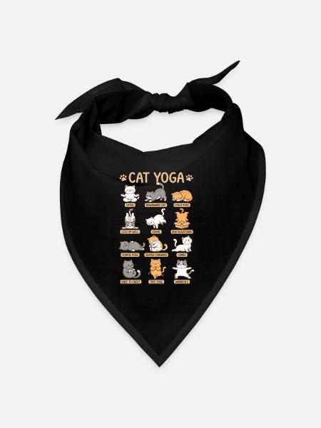 Cat Yoga Katze Yoga Posen Lustiges Katzen Motiv - Bandana Dreieckstuch - Schwarz