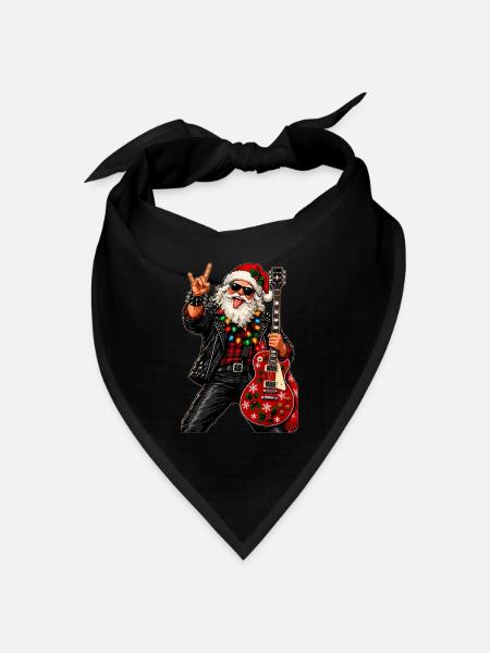 Santa Rock Weihnachtsgitarre - Bandana Dreieckstuch - Schwarz