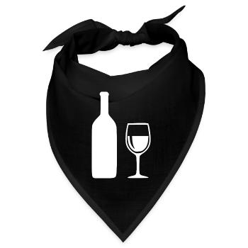Weinflasche und Weinglas Wein Geschenk Genießer - Bandana Dreieckstuch - Schwarz - Vorne