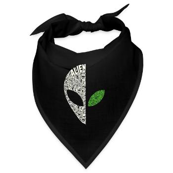 Alien Kalligramm – Halber Grey Kopf - Bandana Dreieckstuch - Schwarz - Vorne