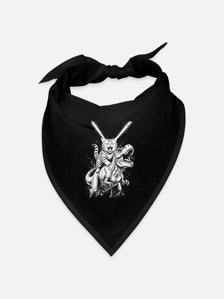 Katzenreitende T-Rex – Laseraugen - Bandana Dreieckstuch - Schwarz
