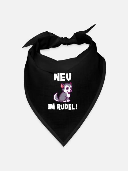 Neu im Rudel Wölfe Baby Kinder - Bandana Dreieckstuch - Schwarz
