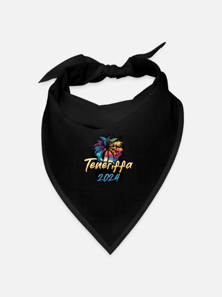 Teneriffa 2024 Palmen Bunt - Bandana Dreieckstuch - Schwarz