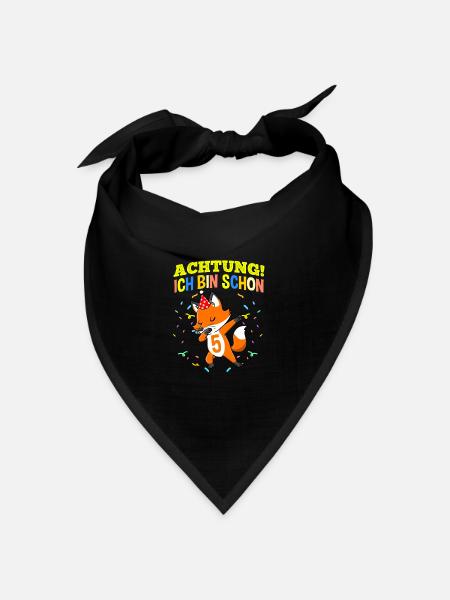 Achtung Ich Bin Schon 5 Geburtstag Fuchs - Bandana Dreieckstuch - Schwarz