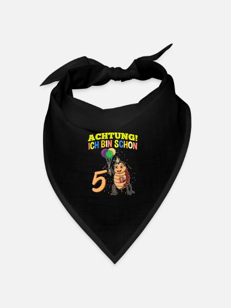 Achtung Ich Bin Schon 5 Geburtstag Marienkäfer - Bandana Dreieckstuch - Schwarz