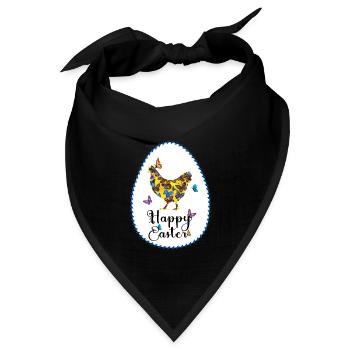 Bunte Henne - Bandana Dreieckstuch - Schwarz - Vorne