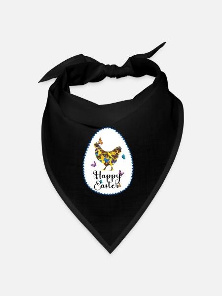 Bunte Henne - Bandana Dreieckstuch - Schwarz