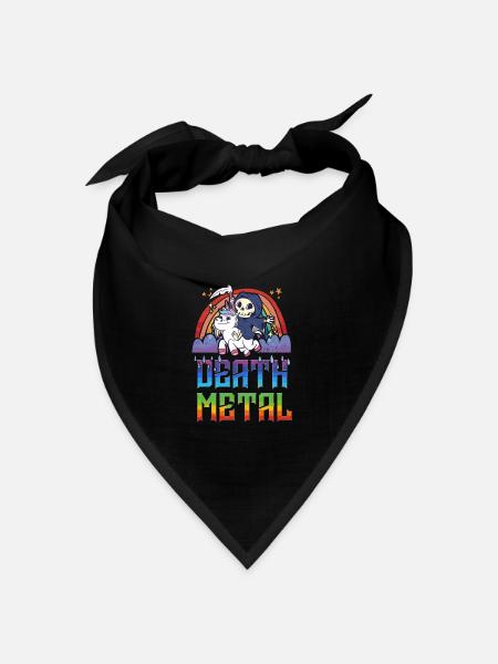 Death Metal & Einhorn Regenbogen - Bandana Dreieckstuch - Schwarz