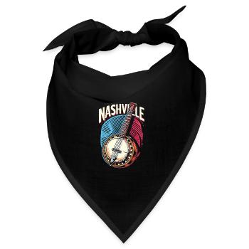 Banjo Gitarre Bluegrass Musik Nashville - Bandana Dreieckstuch - Schwarz - Vorne