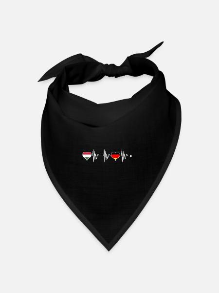 Ungarn Ungarisch Deutschland Herzschlag Flagge - Bandana Dreieckstuch - Schwarz