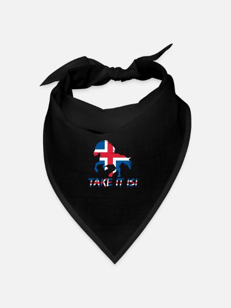 Islandpferd Take it Isi Spruch Flagge - Bandana Dreieckstuch - Schwarz