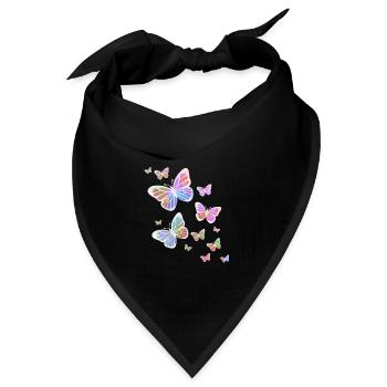 Schmetterling Schmetterling Tier bunt Farbe - Bandana Dreieckstuch - Schwarz - Vorne