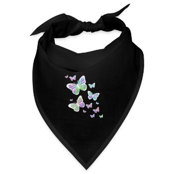 Schmetterling Schmetterling Tier bunt Farbe - Bandana Dreieckstuch - Schwarz - Vorne