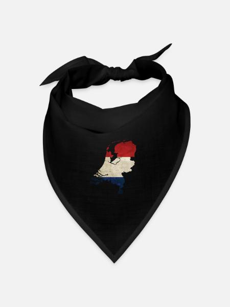 Niederlande - Landesgrenze in Nationalfahne - Bandana Dreieckstuch - Schwarz