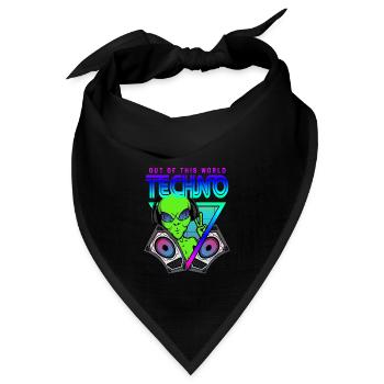 Techno Out of this World Alien Außerirdisch - Bandana Dreieckstuch - Schwarz - Vorne