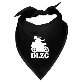 DLZG Motorradfahrerin Die Linke zum Gruß Motorrad - Bandana Dreieckstuch - Schwarz - Vorne