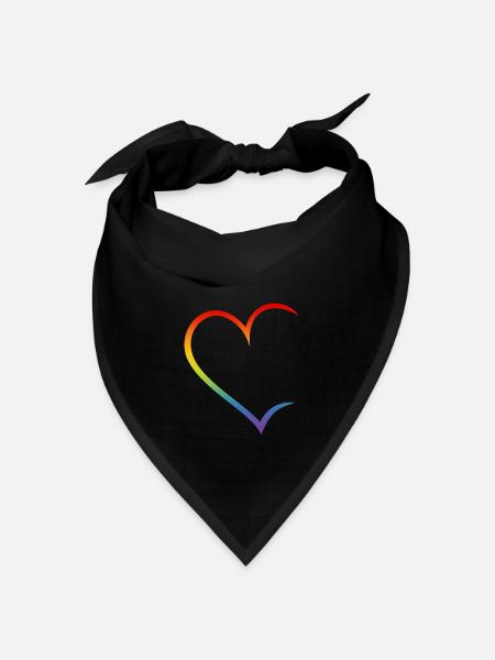 Herz offen Regenbogen LGBT Liebe Paare - Bandana Dreieckstuch - Schwarz