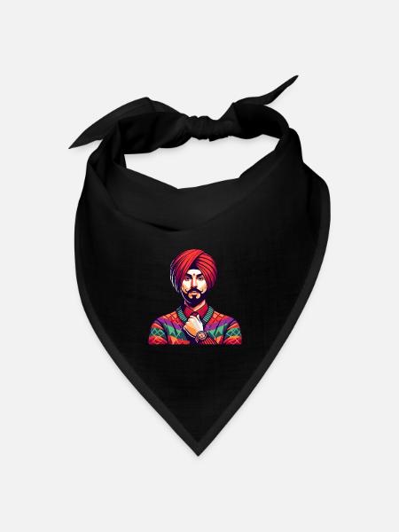 Indischer Mann Traditionelles Outfit Mumbai - Bandana Dreieckstuch - Schwarz
