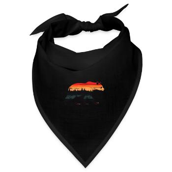 Bär Silhouette mit vintage Wald - Bandana Dreieckstuch - Schwarz - Vorne