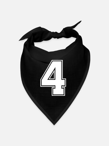 4 Zahl Trikot - Bandana Dreieckstuch - Schwarz