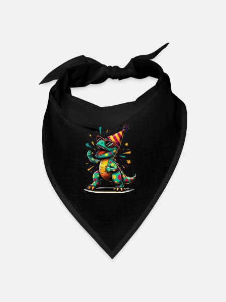 Party Dino - Bandana Dreieckstuch - Schwarz