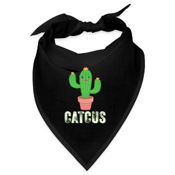 Catcus - lustige Kaktus, süße Kaktus, Katze Kaktus - Bandana Dreieckstuch - Schwarz - Vorne