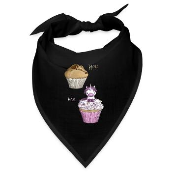 Rosa Zucker Einhorn Cupcake - Bandana Dreieckstuch - Schwarz - Vorne