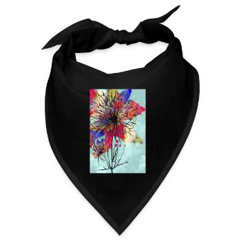 Bunte Blume - Bandana Dreieckstuch - Schwarz - Vorne