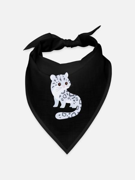 Schnee Leopard - Bandana Dreieckstuch - Schwarz