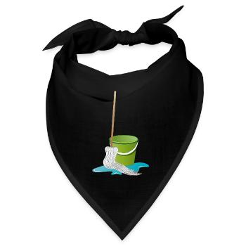 Wischmopp mit Putzeimer Zeit zu Putzen - Bandana Dreieckstuch - Schwarz - Vorne