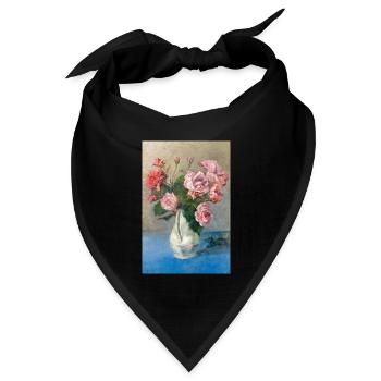 Malerei - Malerei mit Rosen in der Vase. - Bandana Dreieckstuch - Schwarz - Vorne