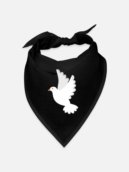 Weiße Taube - Bandana Dreieckstuch - Schwarz