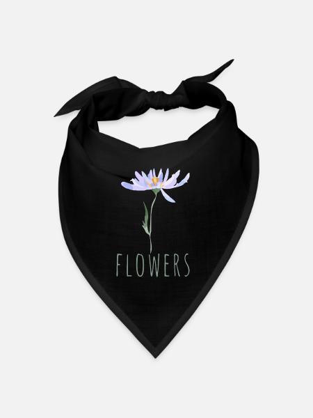 Minimalistische blaue Wildblumen Illustration - Bandana Dreieckstuch - Schwarz
