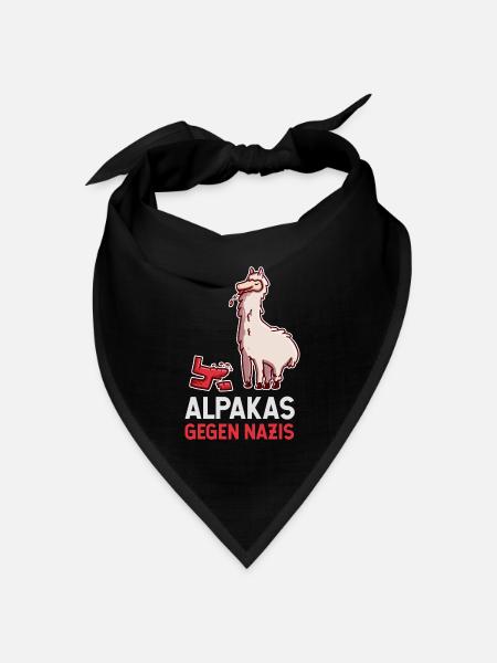 Alpakas gegen Nazis Anti-Rassismus Antifa BLM - Bandana Dreieckstuch - Schwarz