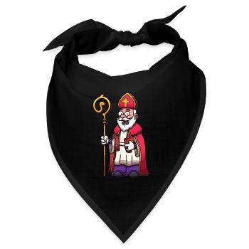Heiliger Nikolaus - Bandana Dreieckstuch - Schwarz - Vorne