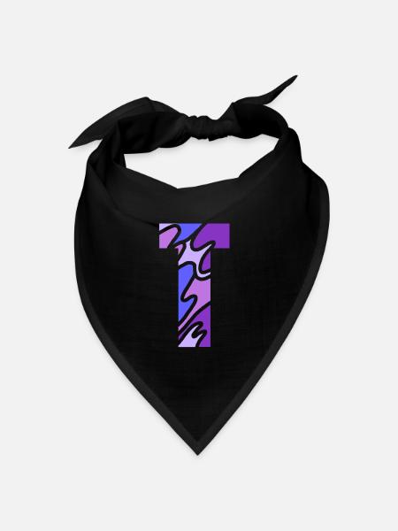Letter T - Bandana Dreieckstuch - Schwarz